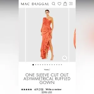 Mac Duggal | Dresses | Mac Duggal One Sleeve Cut Out